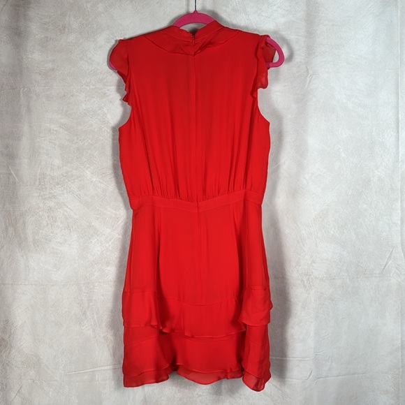Parker Revolve Silk Dress Ruffles VNeck Red Romantic Wedding Guest Date Night 8 - Picture 9 of 13